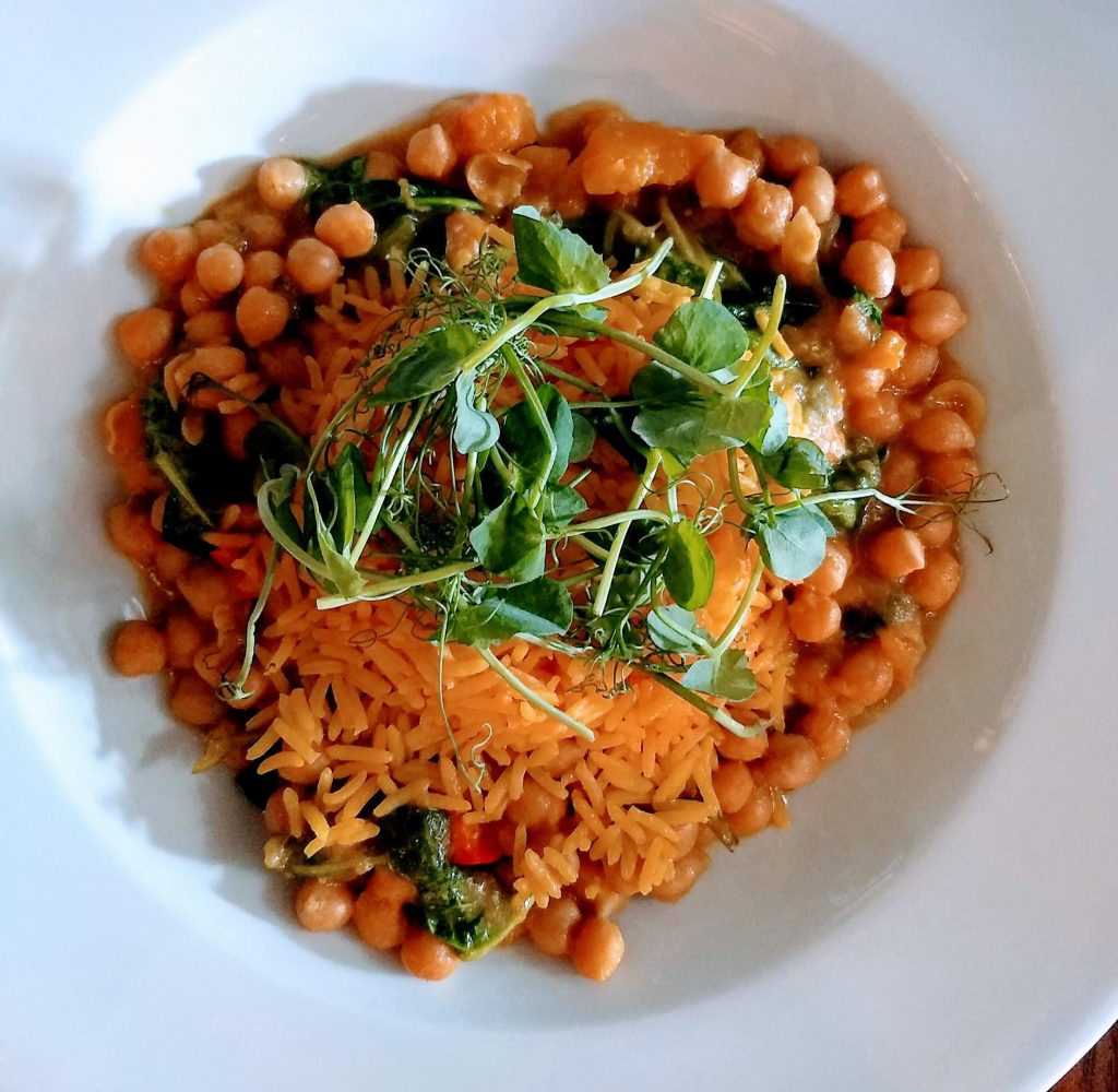 Curried Garbanzo Beans with Saffron Rice Job, Life & Food